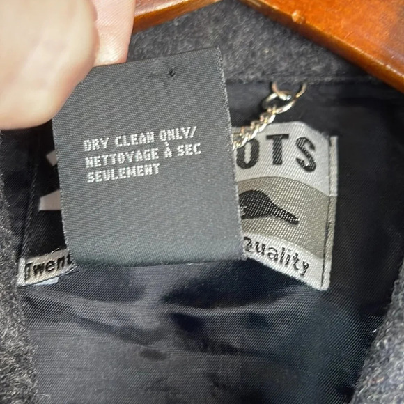 VINTAGE 90’s Roots Wool Blend Grey Zip Up Jacket Boxy Fit Lined Pockets Size 10 - Picture 9 of 13